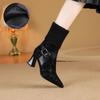 Elastische Stiefel aus weichem Leder, Hochhackige Stiefeletten, Neue spitze bequeme Damenschuhe