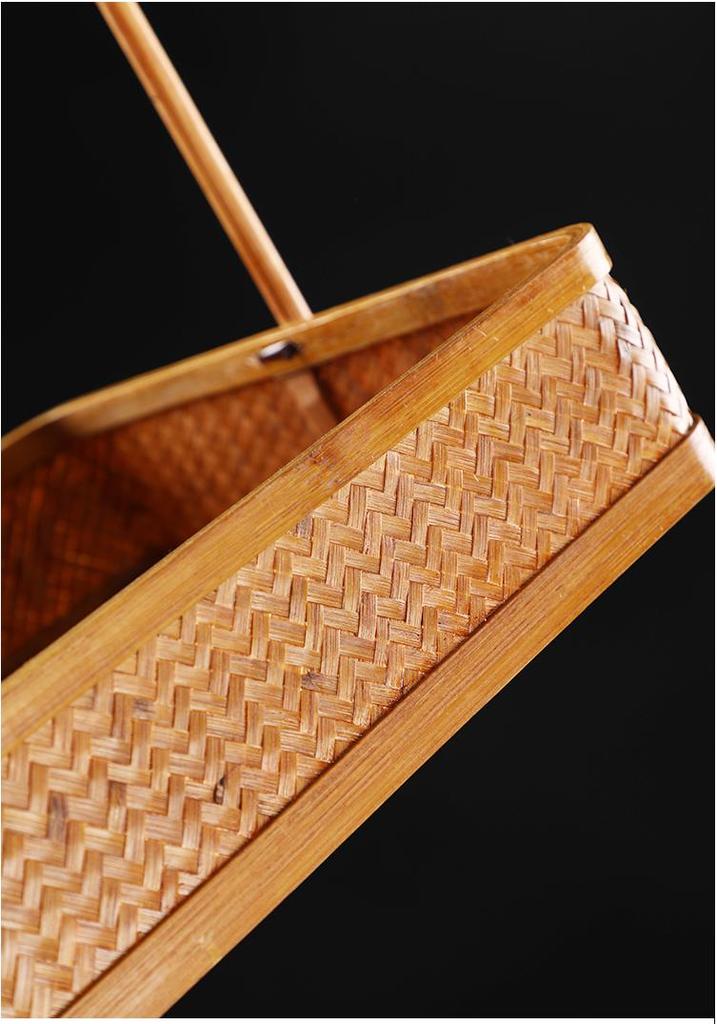 Handmade Bamboo Lacquered Basket - Chinese Retro Tea Set and Snack Organizer