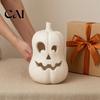Thanksgiving Table Centerpieces Pumpkin Lantern Ornament, Resin Hollow Tabletop Figurine, Lighted Figurines Decorative for Halloween And Farmhouse