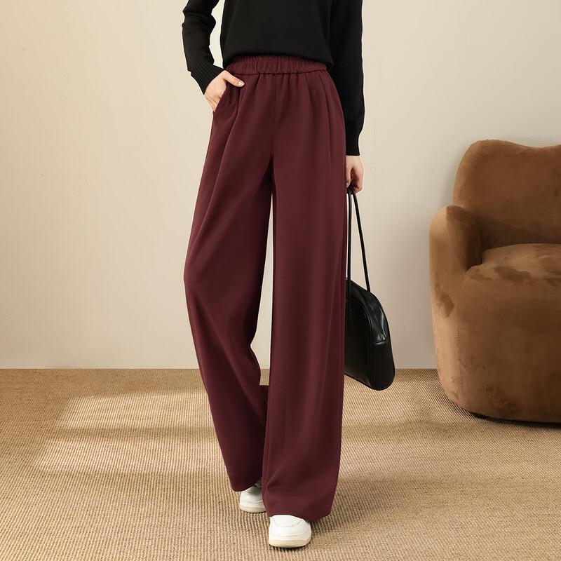 TERRE BLEUE Women s Casual High-Waist Loose Wide-Leg Pants L