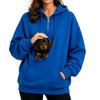 Women's Fashion Pet Pouch Hoodie Loose Drop Shoulder Pullover or Zip-Up Sweatshirt