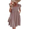 European & American Women's Ruffle Sleeve Square Neck Plaid High-Waisted Dress