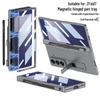 Samsung Z Fold7 Magnetic Solid Color Flip Case with Pen Slot and Stand