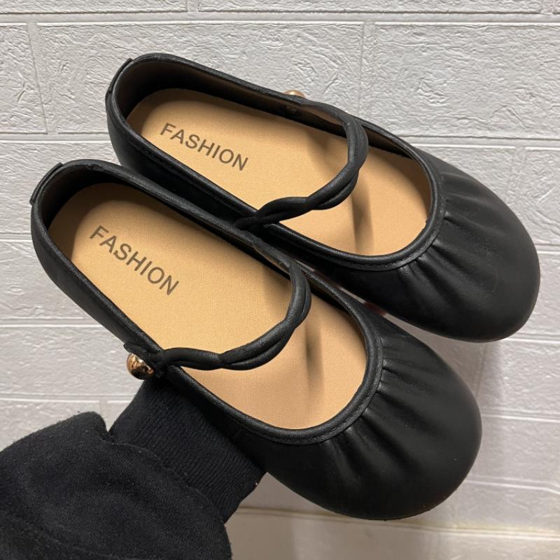 Mary Jane single shoes new ballet single shoes one word with shallow mouth beanie shoes fairy style flat shoes