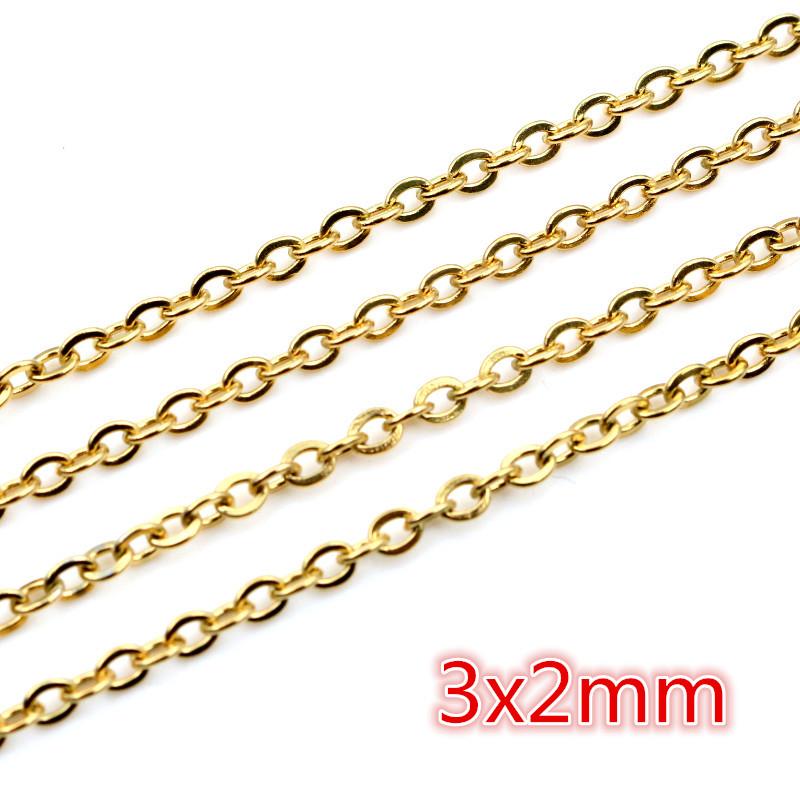 5 Meters/Lot Never Fade Stainless Steel Gold Plated Necklace Chains For DIY Jewelry Findings Making Materials Handmade Supplies