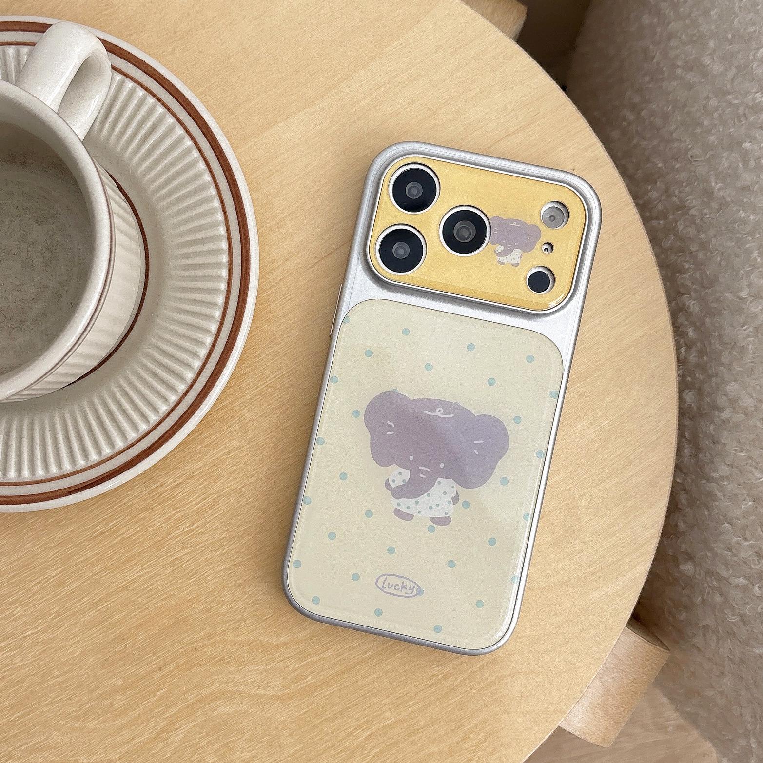 

Cartoon Polka Dot Elephant Phone Case for iPhone 17/16 Pro Max/15/14 - Girlish Heart Design 16 Pro Max
