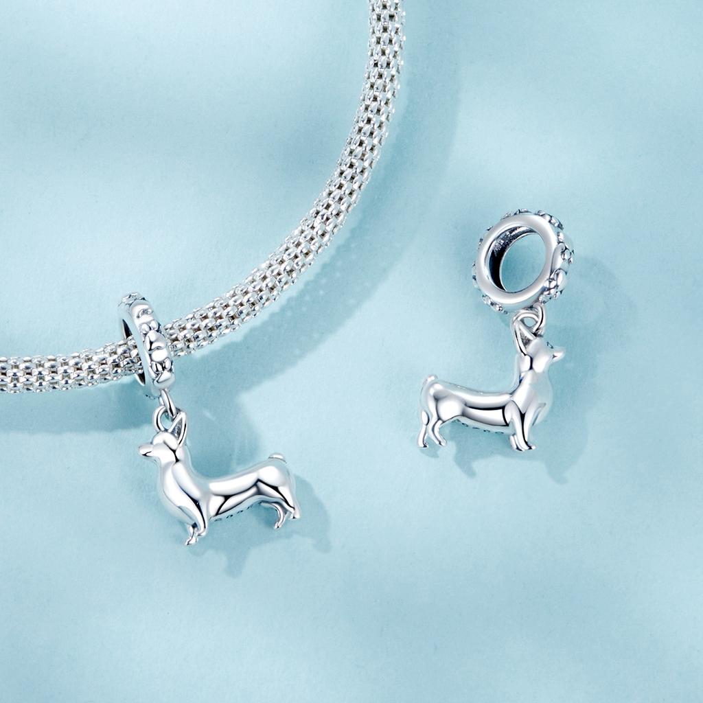 925er Sterlingsilber 925er Sterlingsilber Corgi Hund Charm Anhänger Passend für Armband Halskette Besonderes Mädchen Geburtstag DIY Geschenk SCC2783