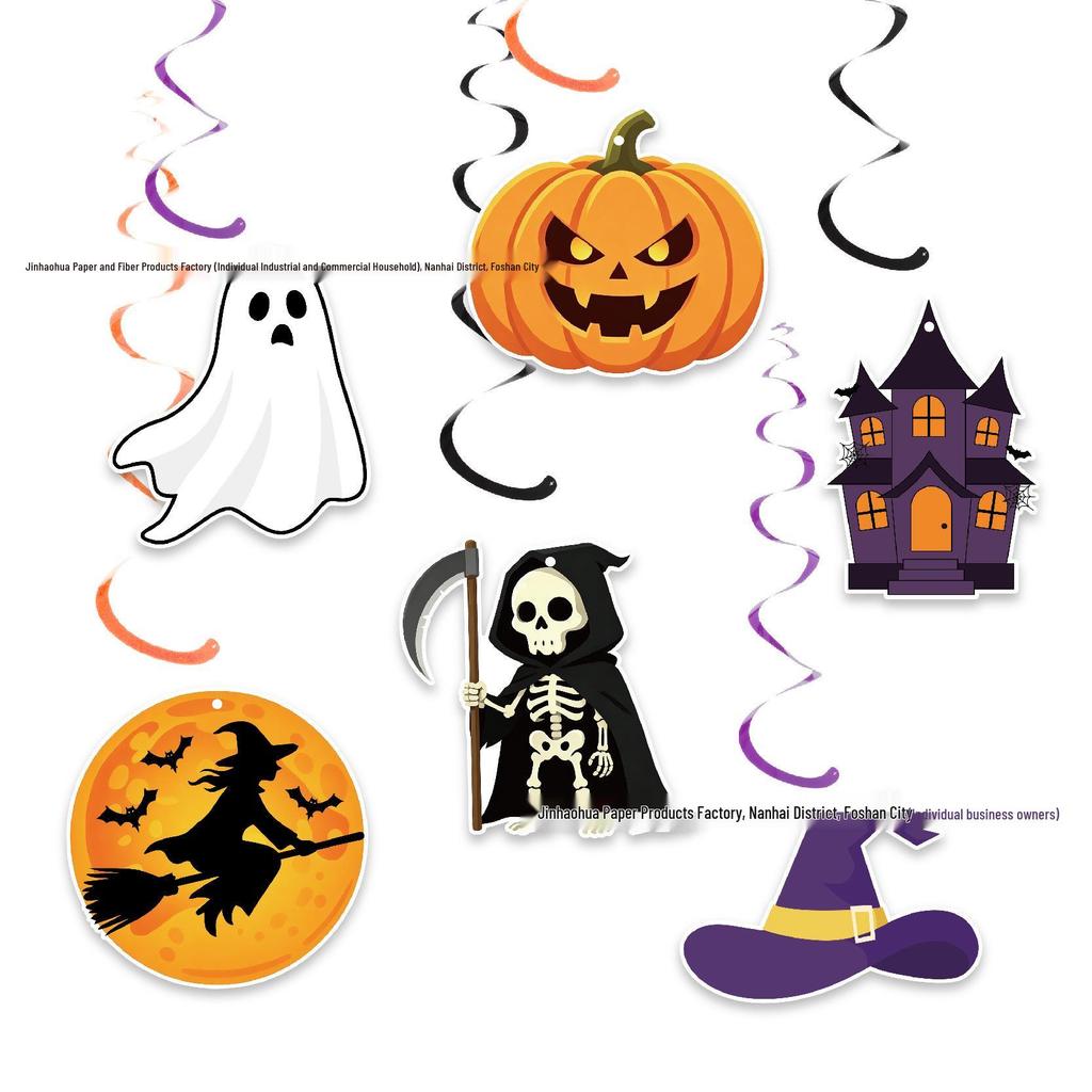 Halloween Spiral Banner and Flag Decoration Set