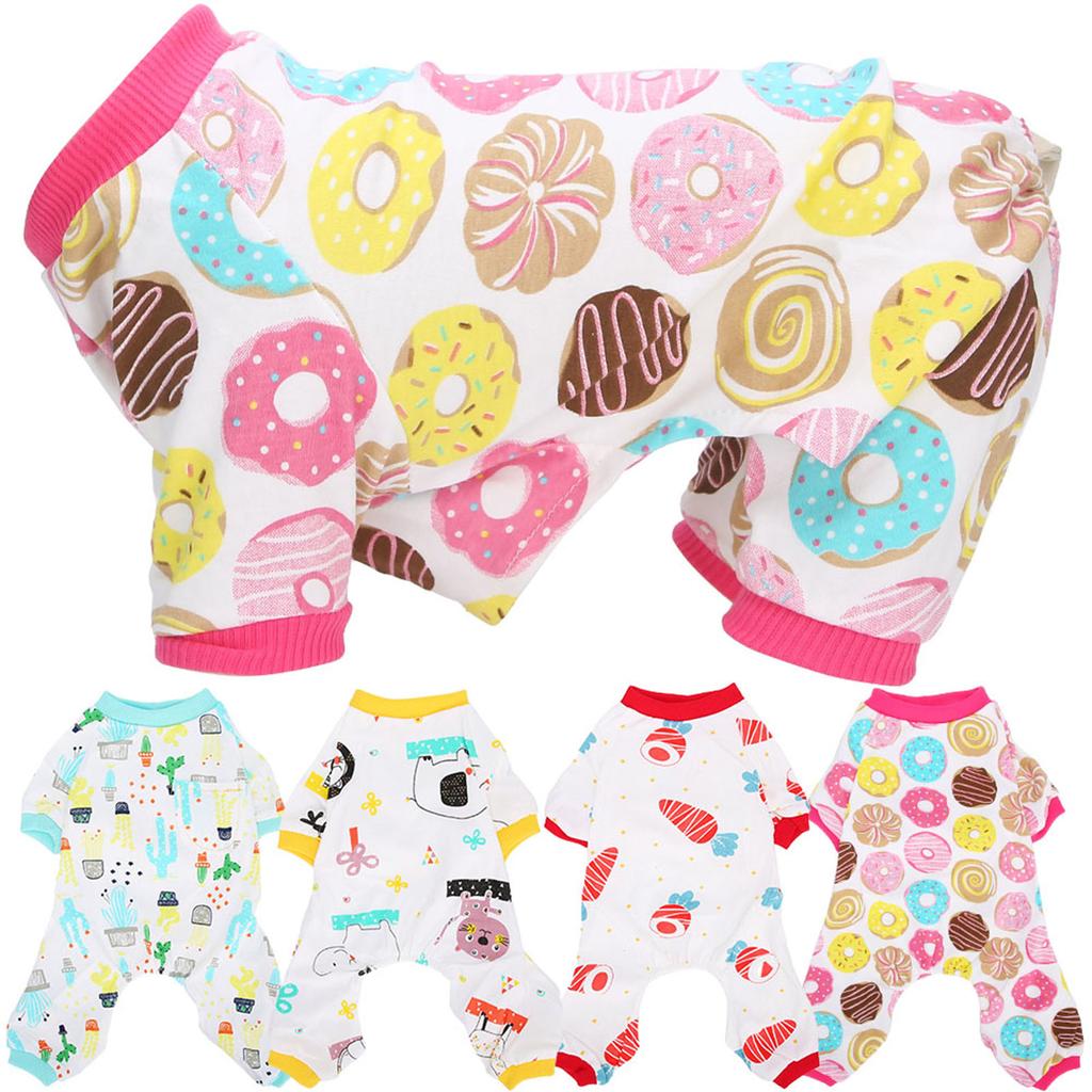4Pcs Pet Dog Jumpsuit Soft Clothes Spring Summer Cotton Dogs Bodysuits Long Sleeve ShirtXL