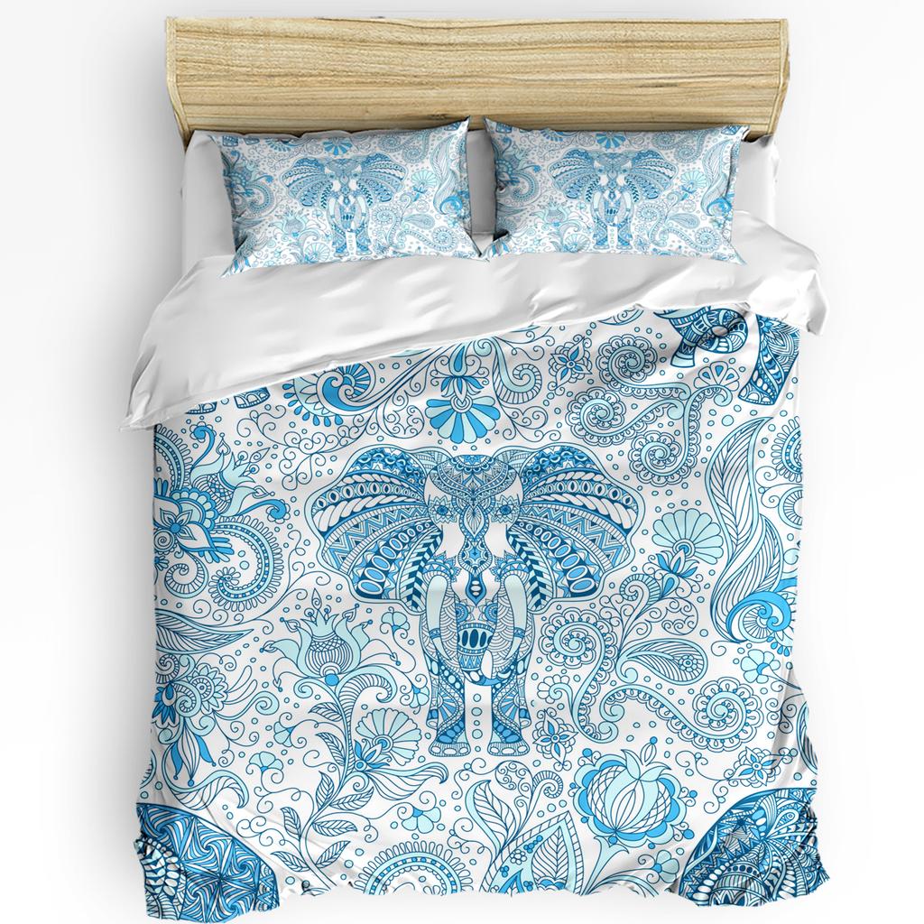 Bohemian Elephant Texture Flowers Duvet Cover With Pillow Case Custom 3pcs Bedding Set Quilt Cover Double Bed Home Textile
