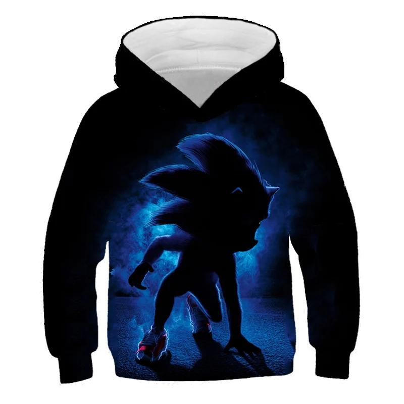 2026 Sonic 2 Ubrania Dziecięce Moda Bluza Z Kapturem Dla Dzieci Chłopcy Dziewczynki Dzieci Jesień Długi Rękaw Drukowane Bluzy Anime Fajne Koszulki