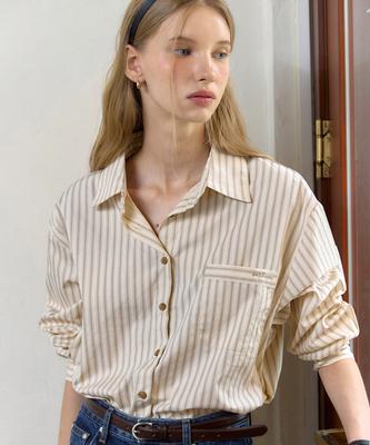 OURHOPE Olson Striped Shirt - Beige