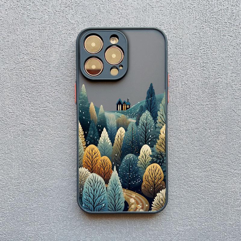 Snow falls forest Landscape Phone case For iPhone 16 15 14 13 12 11 Pro Max Mini X XR XS 15 7 8 Plus Shockproof Protection Cover