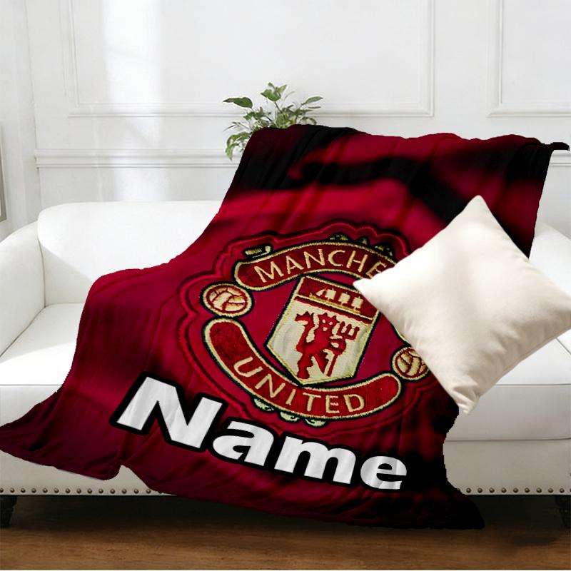 Custom Name Personalized Manchester United F.C Print Blankets, Home Decor, Bedroom, Sofa, Camping, Couch, Gifts for Birthday Christmas