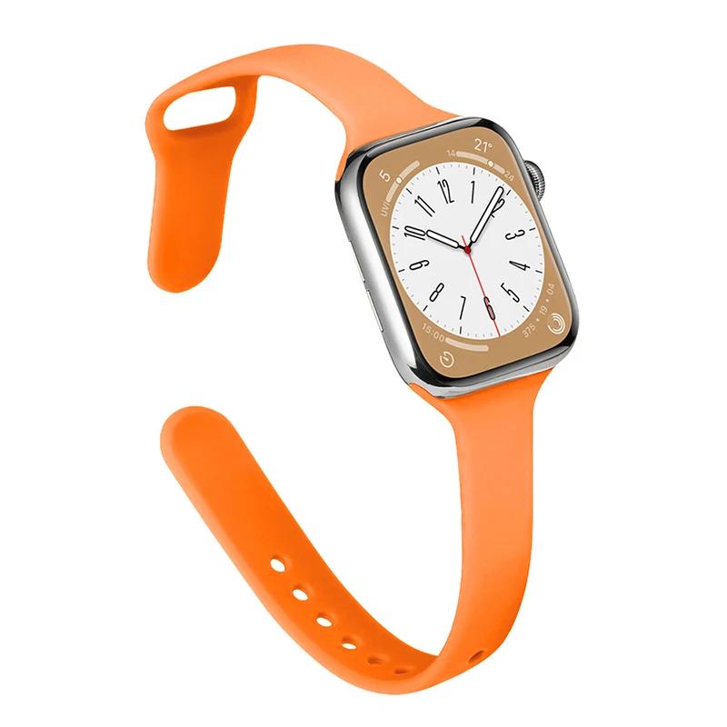 Slim Strap for Apple Watch Band 44mm 40mm 38mm 42mm Ultra 49mm Silicone Bracelet Correa iWatch Series 6 Se 5 4 3 7 8 45mm 41mm