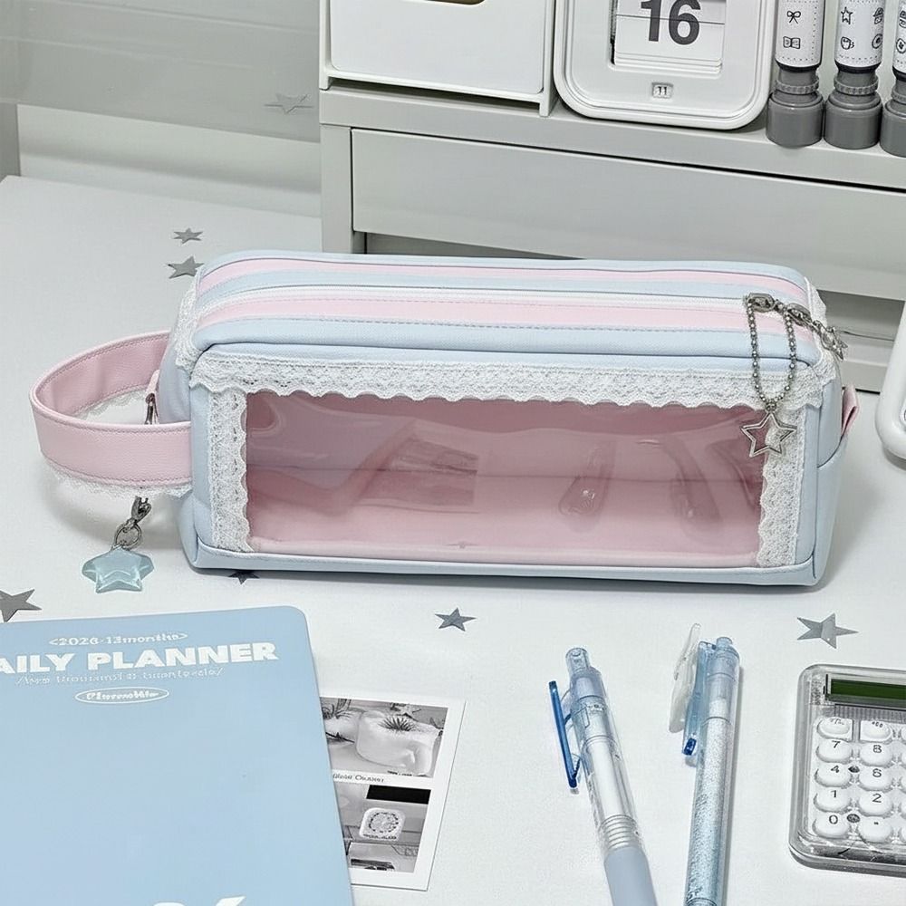 Polka Dot Design Pencil Case Large Capacity Pencil Pouch Multi Function Stationery Bag Students