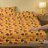 1Pcs Yellow Bottom Various Hearts Pattern Brushed Fitted Sheet, Printed Bed Cover For Bedroom, Bedding (Excluding Pillowcases)