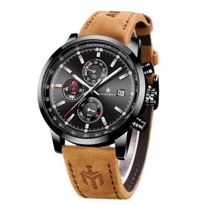 AKNIGHT Uhr Echtes Leder Kristall Leuchtend Datum Japanische Bedienungsanleitung Herren - Stilvoll, Beliebt, Quarz, Armband, Chronograph, Zifferblatt,