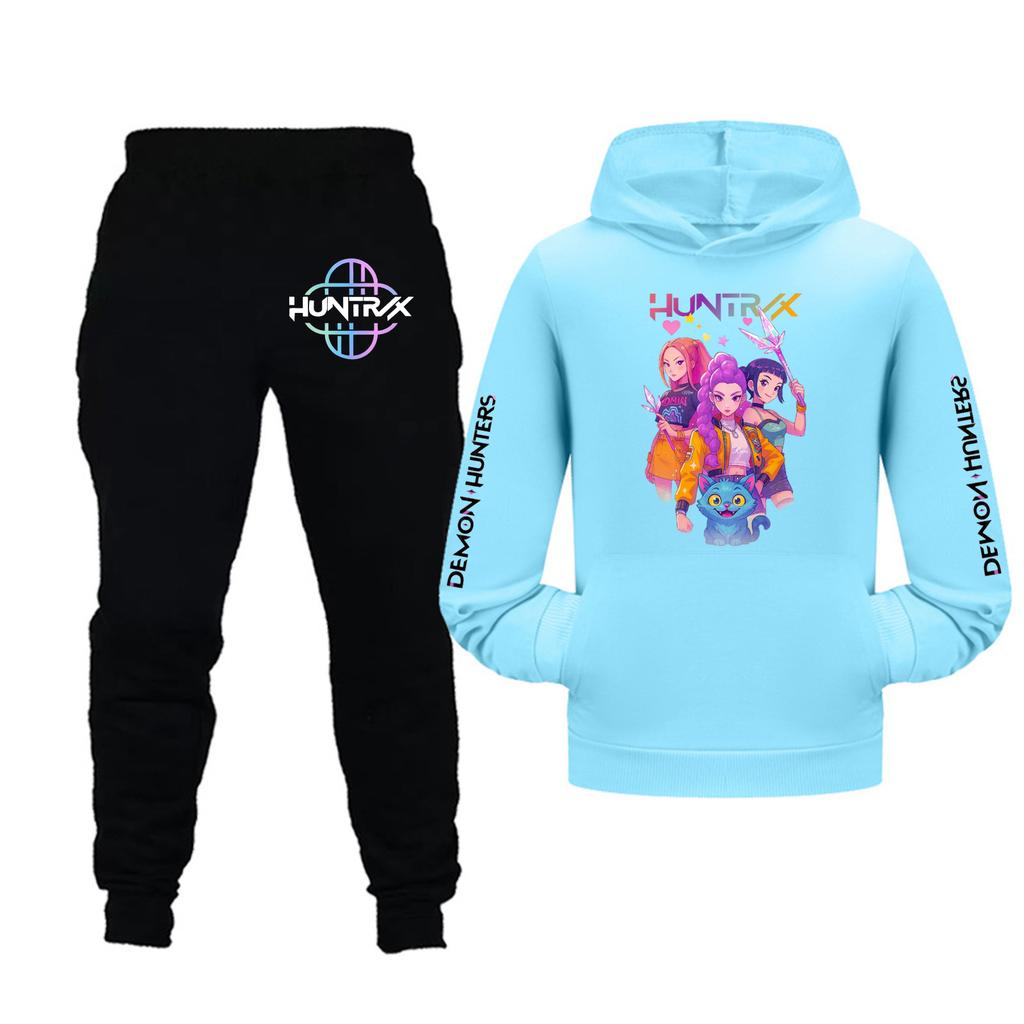Kids Girls Long Sleeve Hooded Sweatshirt And Pants Set For Toddler And Big Kids 2Pcs Outfits