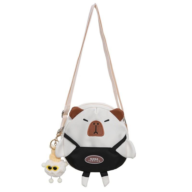 Capybara Polyester Cute Student Crossbody Bag Small Round Bag For Outfit Daily