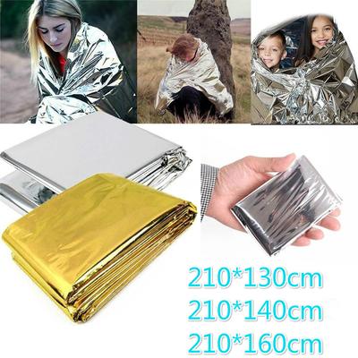 1pc 130x210cm/140x210cm/160*210cm Outdoor Hiking Kits Camping Waterproof Emergency Mylar Survival Rescue Blanket Foil Thermal Heat First Aid AVE