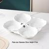 Embossed Leaf Design White Ceramic Divided Plate - Four Sections for Snacks or Cold Dishes