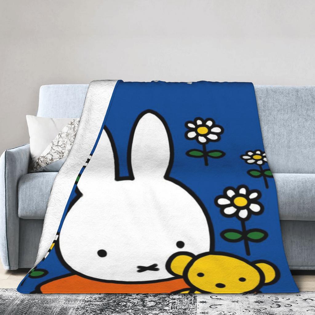 M-Miffys Cute Rabbit Throw Blanket for Couch  Fuzzy Soft Plush Blanket 50x60 Inches Multi-size Bedspreads for All Seasons