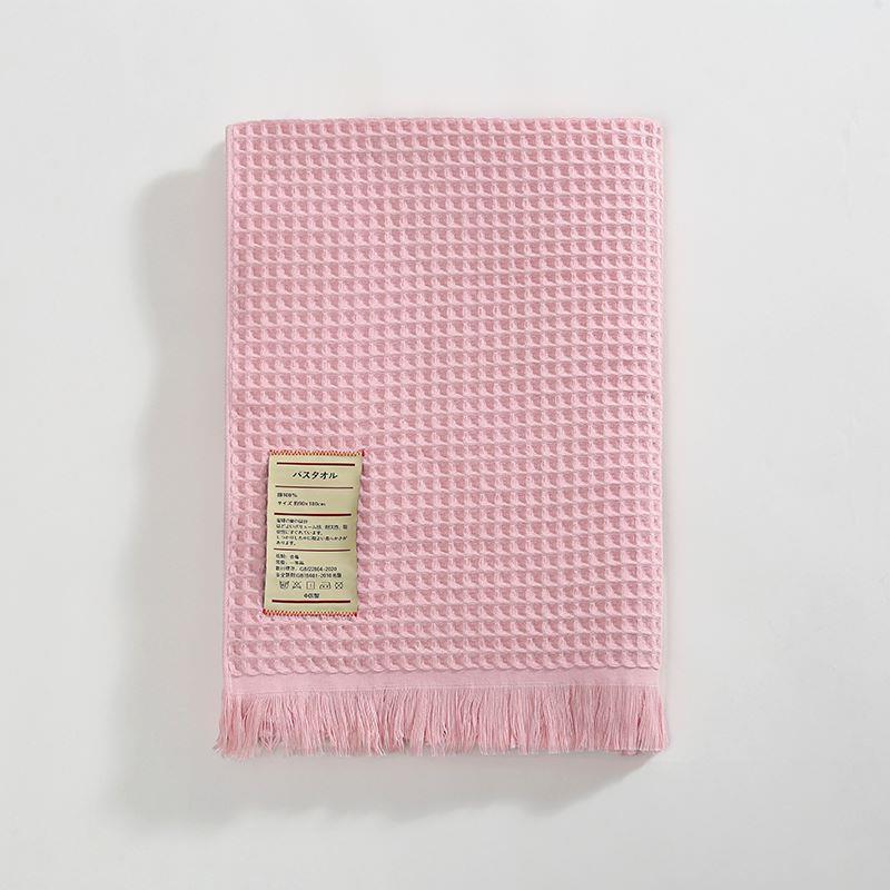 

Бавовняний рушник Вафельний потовщений абсорбуючий бавовняний рушник для дорослих 90*180cm рожевий