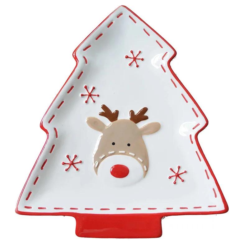 Christmas Day Style Ceramic Dinner Plate Snowman Bells Separator Plate Santa Claus Small Bowl Mug Christmas Ornaments Gifts