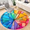 1pc Stained Glass Spectrum Office Round Area Rug, Indoor Mat Suitable ForOffice, Under Office Chairs Bedroom Living Room Home Decor, Room Deco T085