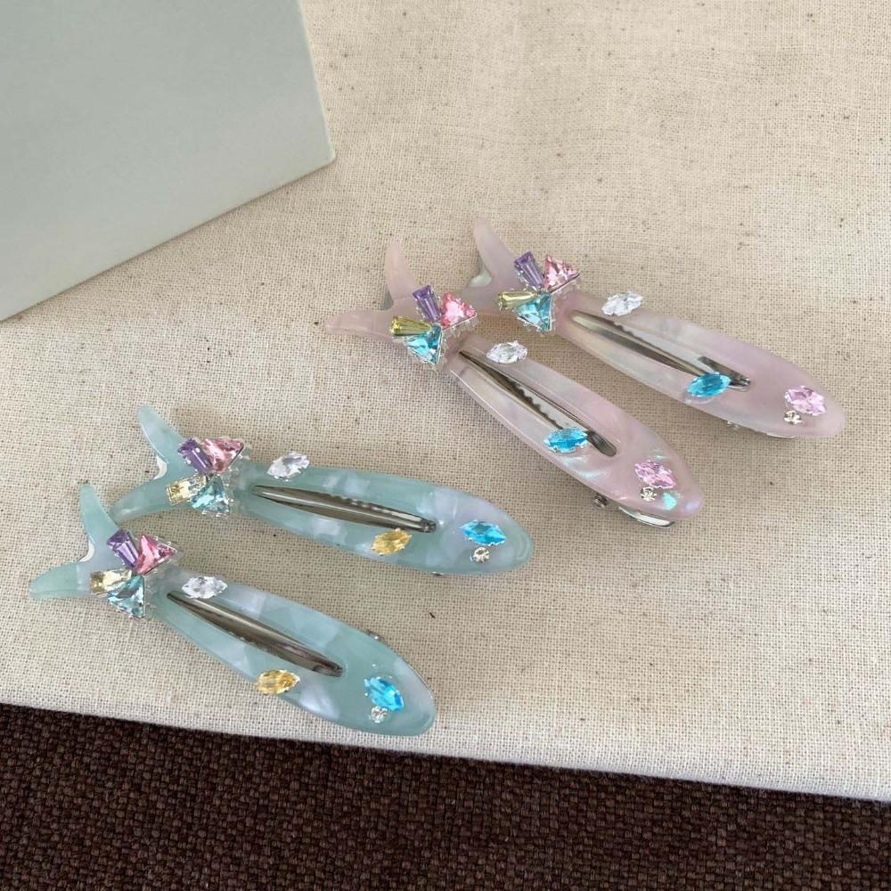Crystal Colorful Hairpin Acrylic Small Barrette Bangs Clip Fish-shaped Hair Clip Girls