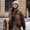Winter Verdickte Warme Kurze Pufferjacke Stehkragen Baumwollmantel Lässiges Outfit