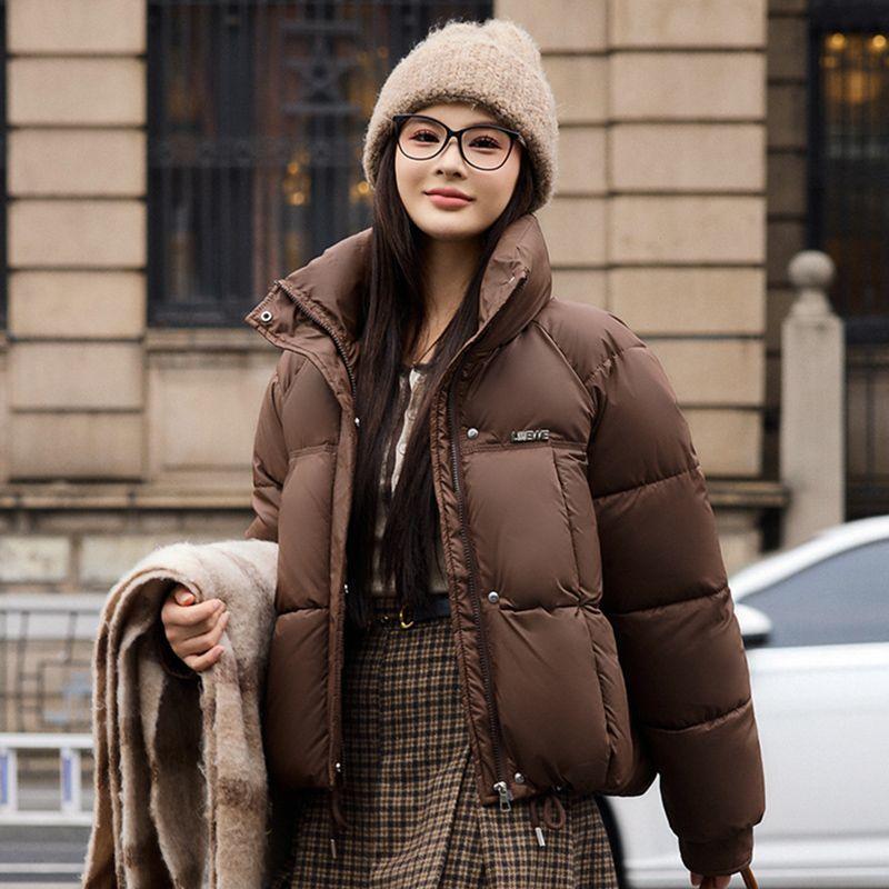 Winter Verdickte Warme Kurze Pufferjacke Stehkragen Baumwollmantel Lässiges Outfit