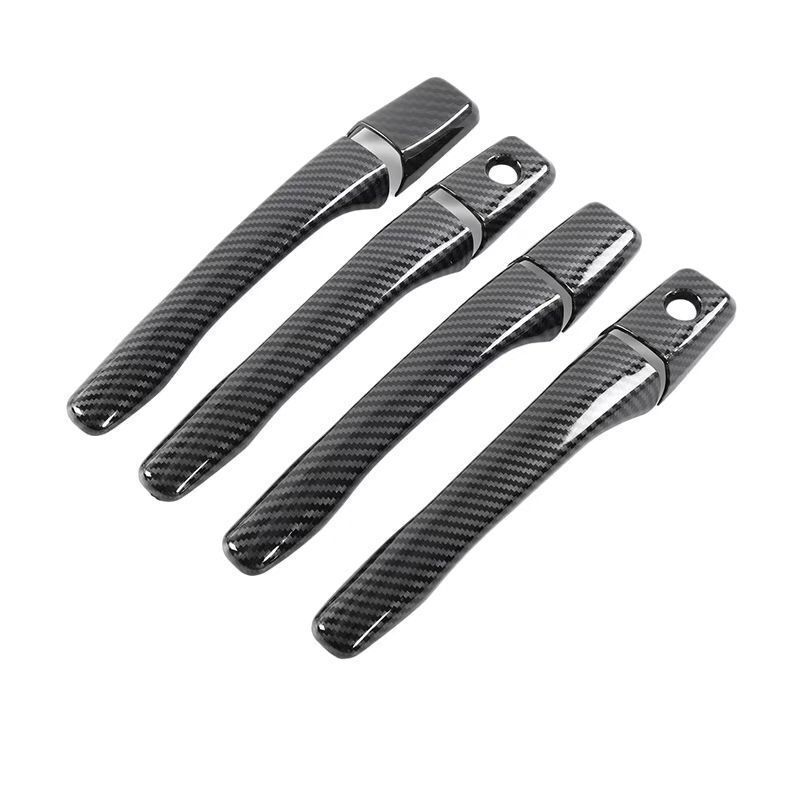 For Mitsubishi Lancer EVO 2002 2003 2004 2005 2006 2007 Car Carbon Fiber Style Exterior Door Handle Moulding Cover Trim Decor