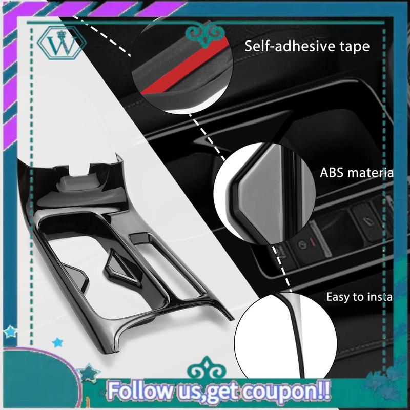 AA92-Car Glossy Black Center Console Water Cup Holder Decoration Cover Trim Stickers For Honda HRV HR-V Vezel RHD Glossy Black