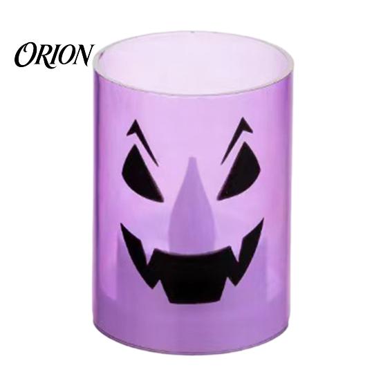 LED Pumpkin Lamp Halloween Ghost Face Candle Light, Battery Powered Lamp, Decorative Light Detachable Handle for Home Party Decor Portable Iron