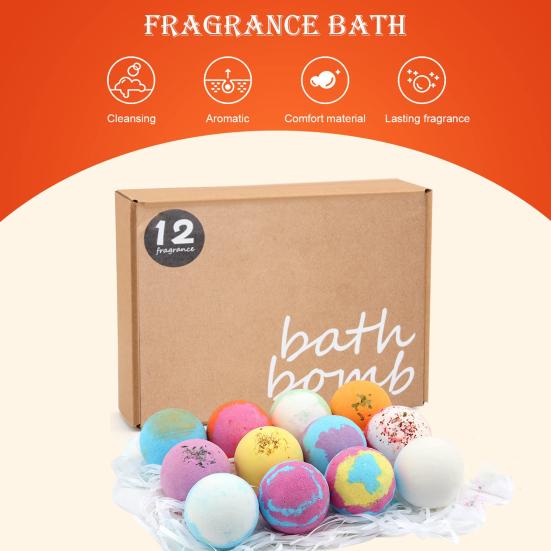 12Pcs Salt Bath Bombs Plants Extract Essential Oils Handmade Fizzes Balls Dry Skin Moisturizing Shower Ball Relaxation Spa