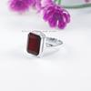 Handmade Rectangle Garnet Ring: 925 Sterling Silver January Birthstone
