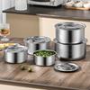 5Pcs With Lid Stainless Steel Soup Pot Rustproof Salad Bowl Steamed Egg Bowls  Prepare Dishes