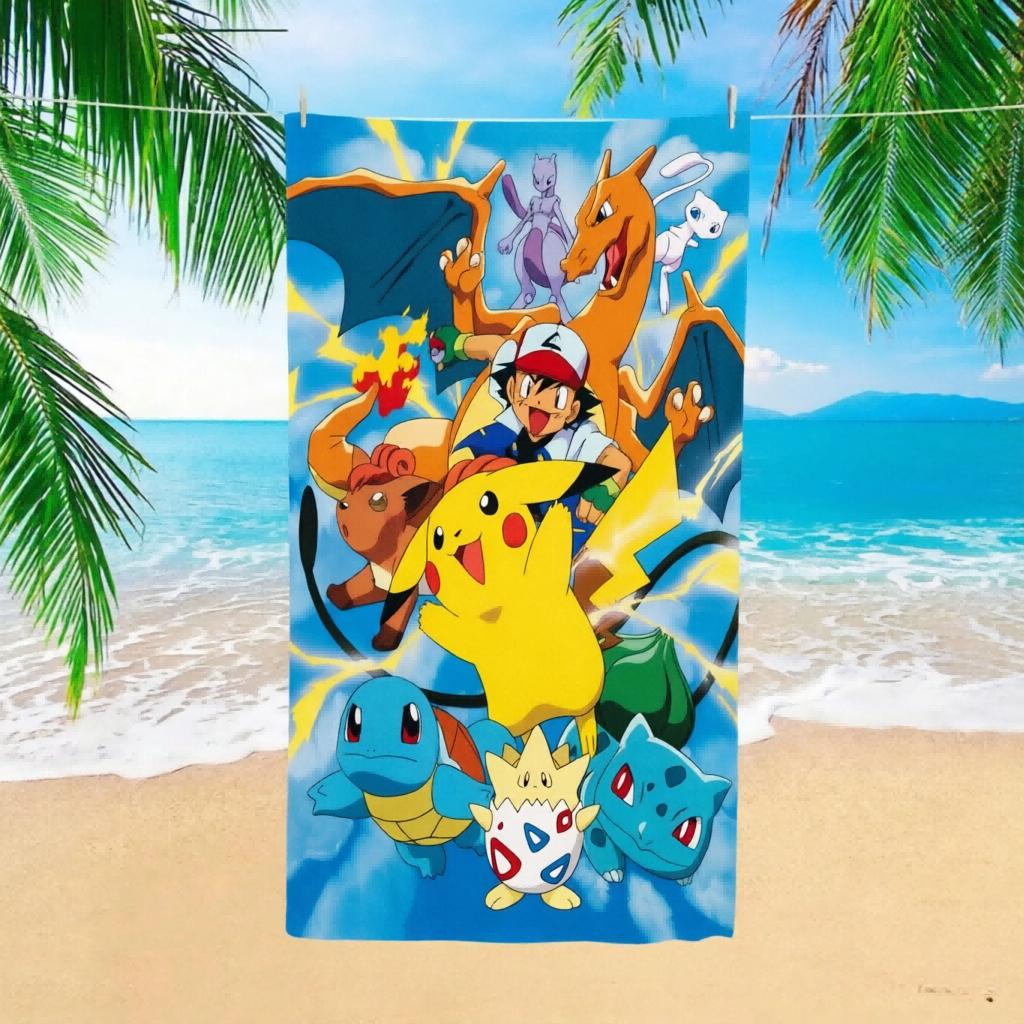 

1pc Pokemon Pikachu Kids Towel, Soft Microfiber Quick-Dry, Ideal for Children Daily Use, Perfect Cute Cartoon Gift for Kids W30*H60(CM)