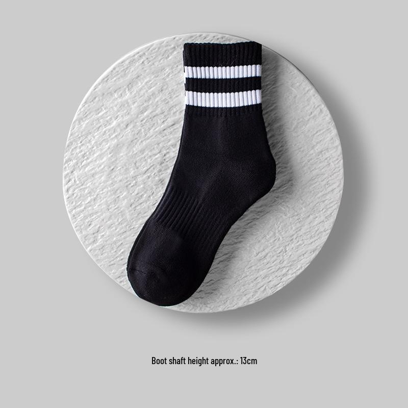 Men's Mid-Calf Striped Academy Style Cotton Socks for Autumn/Winter Sports