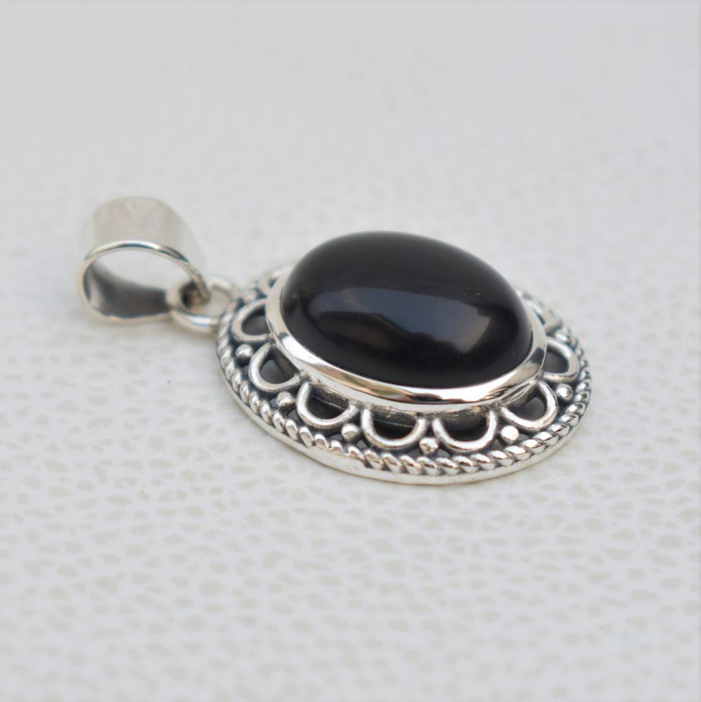 Black Onyx Pendant, 925 Sterling Silver Pendant, Boho Pendant, December Birthstone Pendant, Handmade Pendant, Designer Pendant, Gift for Her