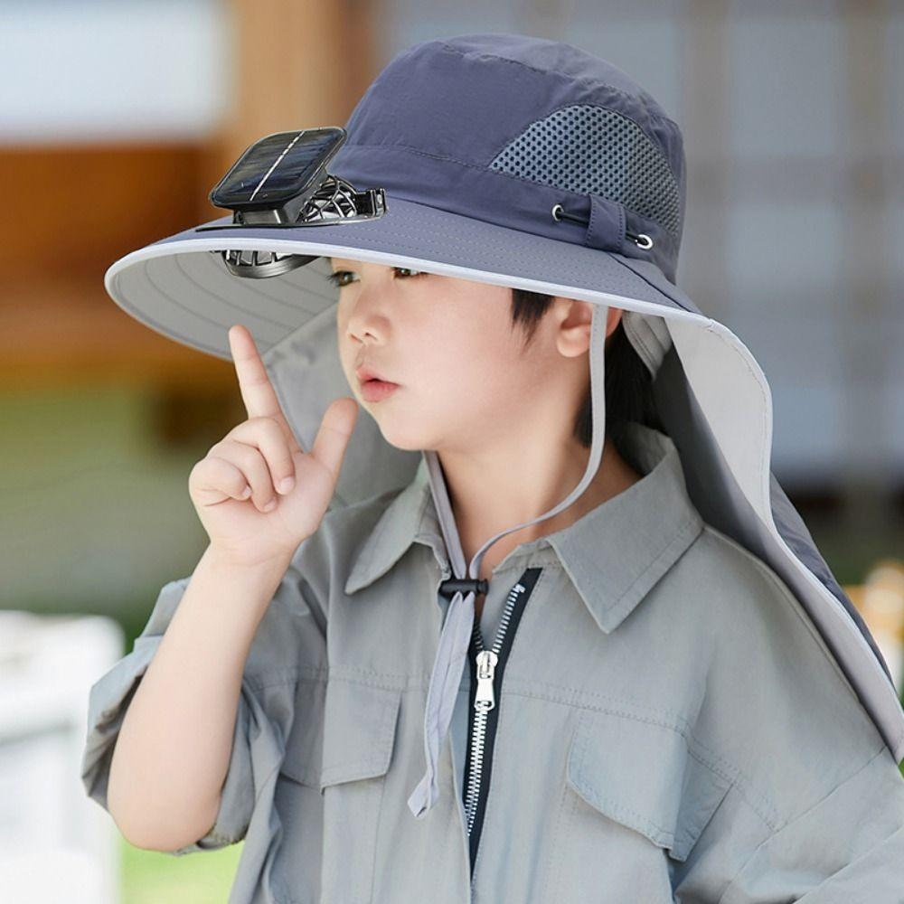 USB Charging Children's Solar Fan Hat Waterproof Sunshade Fan Cap Portable Summer Cooling Hat Boys