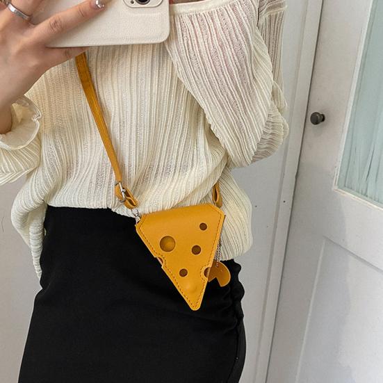 Bolso Bandolera de Bloque de Queso Lindo Triángulo Cuadrado Cartera de Queso Bolso Pequeño Bandolera con Correa Ajustable para Monedas Llaves Pintalabios