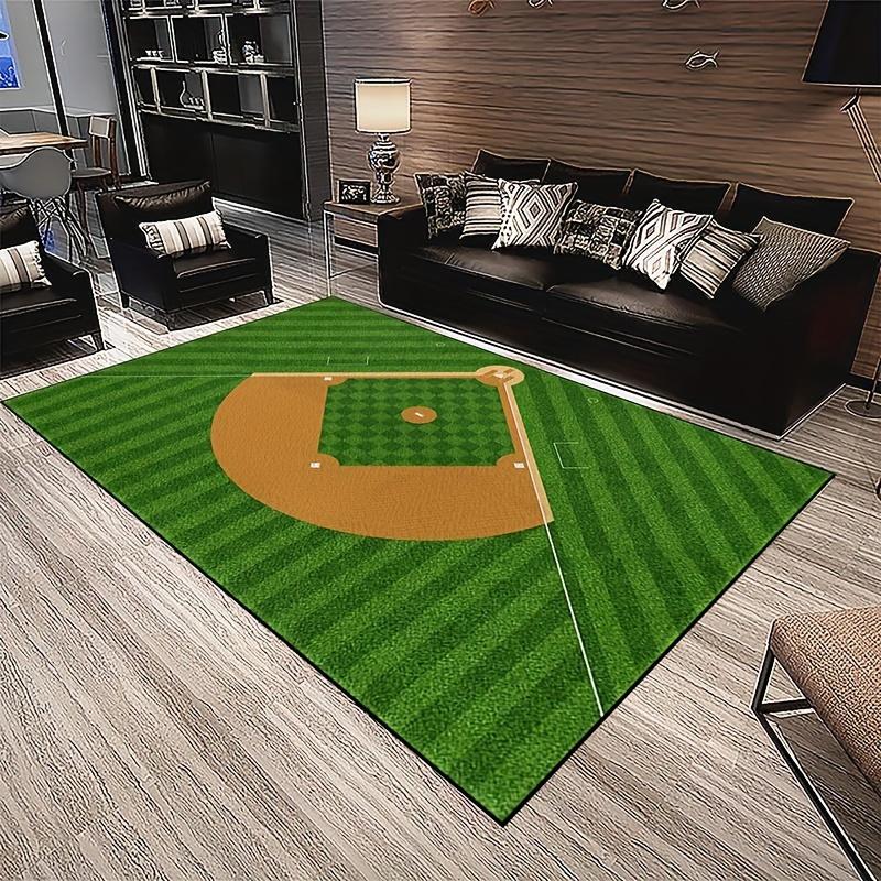 Baseball Field Design Carpet Easy to Clean Machine Washable Carpet Living Room Bedroom Playroom Carpet Home Decor