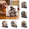 Cute Owl Table Decor Halloween Wood Napkin Holder, Rustic Ghost Skeleton Pumpkin Dispenser, Vertical Holder Vintage Tabletop Standing Tissue