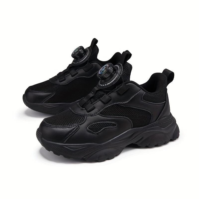 

Повседневные удобные однотонные сетчатые кроссовки с вращающейся кнопкой для мальчиков, дышащая амортизирующая спортивная обувь для всех сезонов 37/226MM чёрный