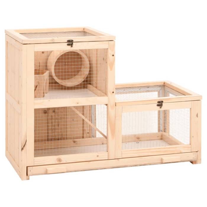 VidaXL Cage à hamster 81x40x60 cm bois massif de sapin, maison pour hamster, cage à rat, cage à gerbille, cage à souris, 172384