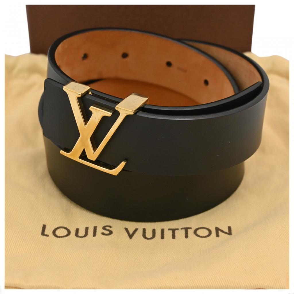 Auth LOUIS VUITTON Initiales Belt LV Black M6900U lv5528ju