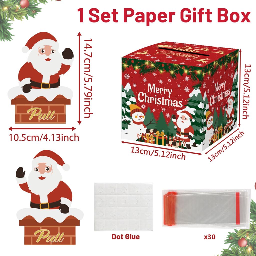 Christmas Money Box Merry Christmas Decorations for Home 2025 Navidad Santa Claus Cash Pull Box Xmas Ornament New Year Gift 2026